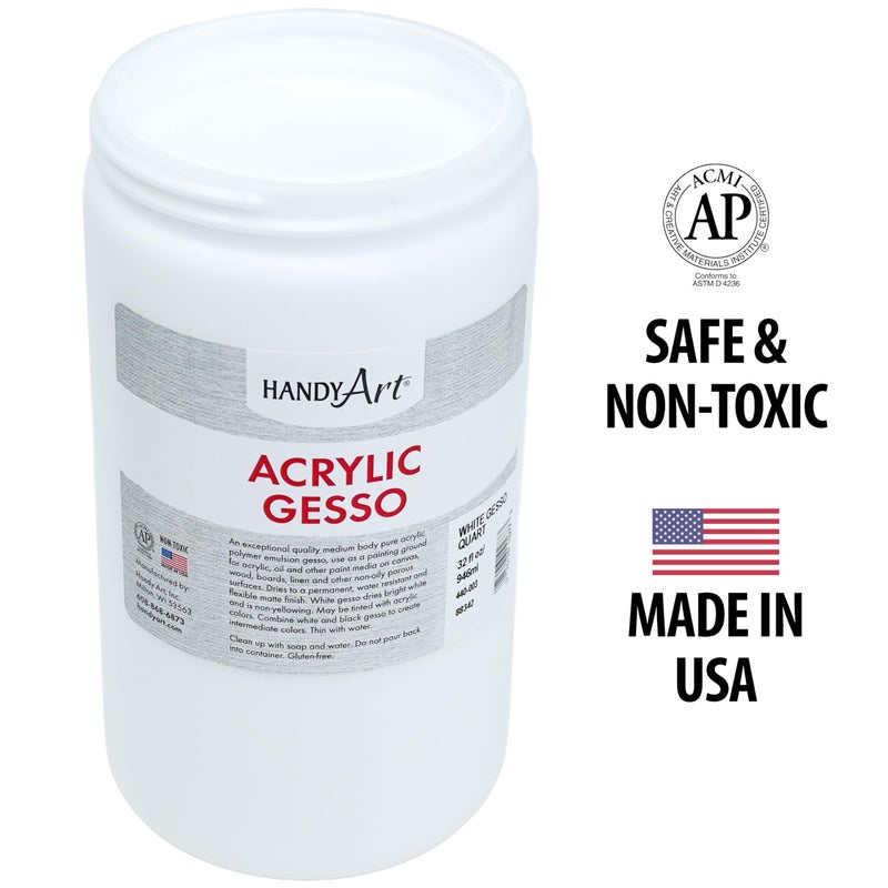 Handy Art 440-003 Medium Student Acrylic Paint, 32 oz., Gesso White - Image 3